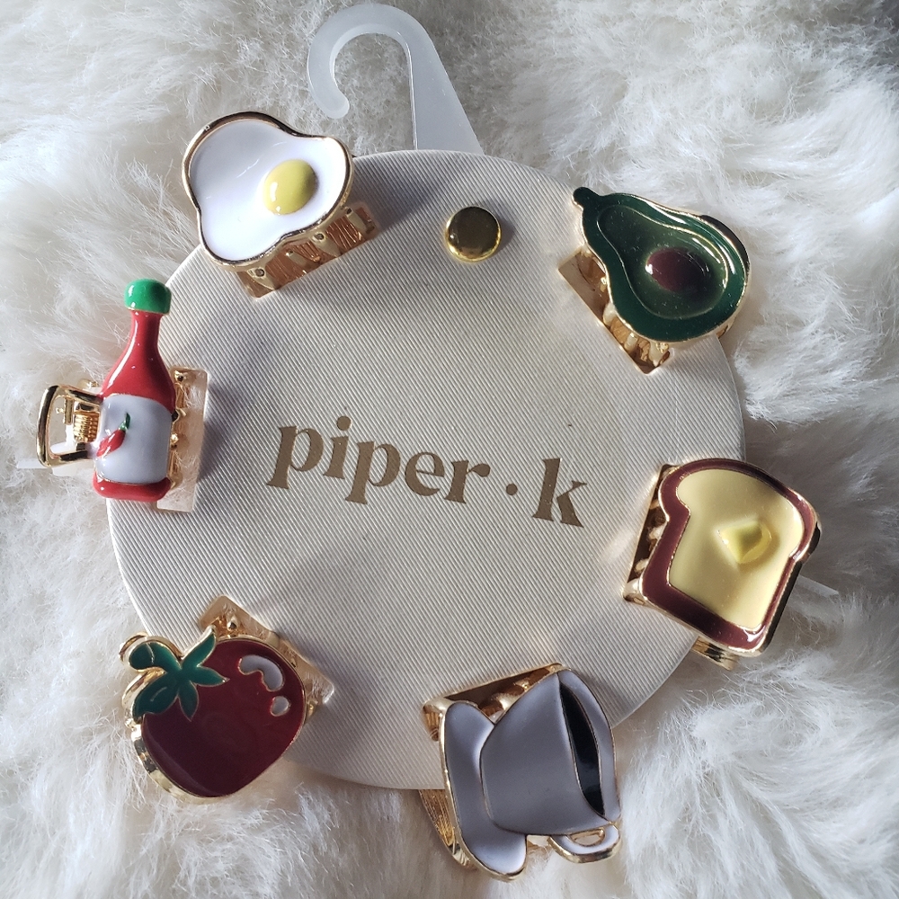 Piper Breakfast-Themed Hair Clips Set